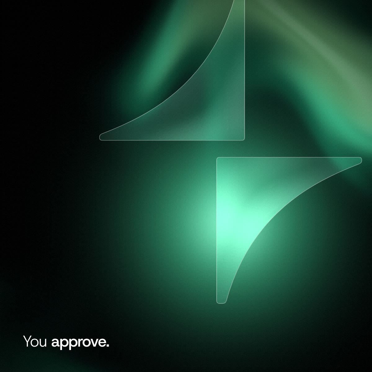 The two glass halves locked into the spark, light flaring at the join. Words: You approve.