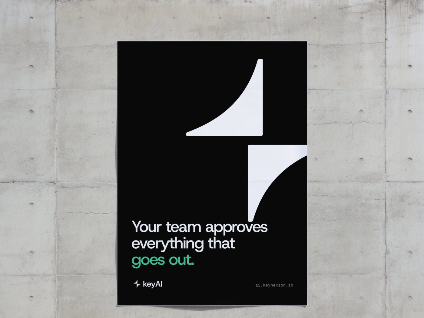 Black keyAI poster pasted on a concrete wall